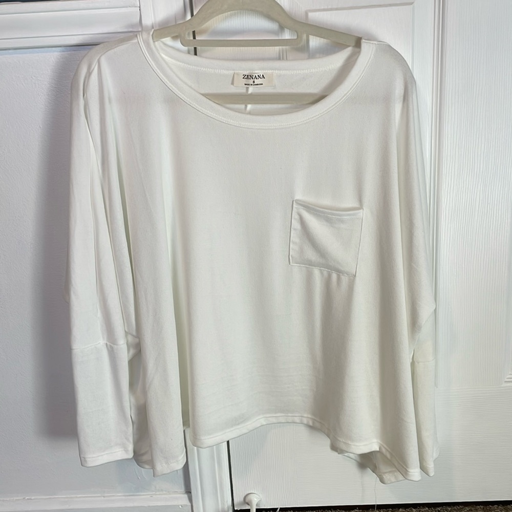 Zenana White Pocket Blouse